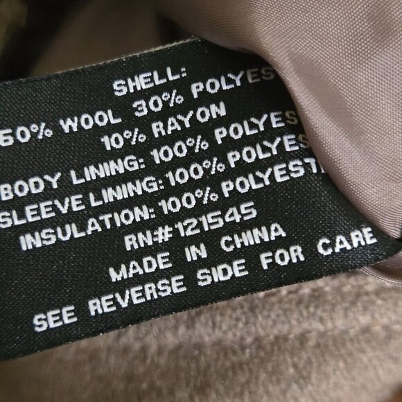 London Fog Wool Blend Bomber Jacket With Full Zip Snap Toast Heather Size L - Picture 8 of 8